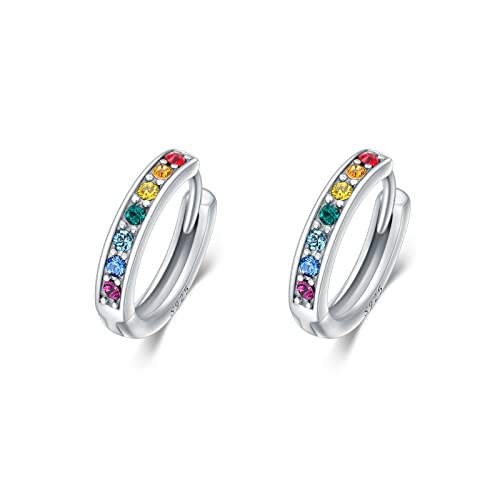 Chakra Rainbow Hoop Earrings, Birthday Jewelry Women