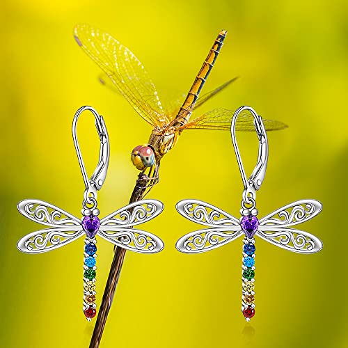 Dragonfly Chakra Earrings - Sterling Silver Healing Crystal