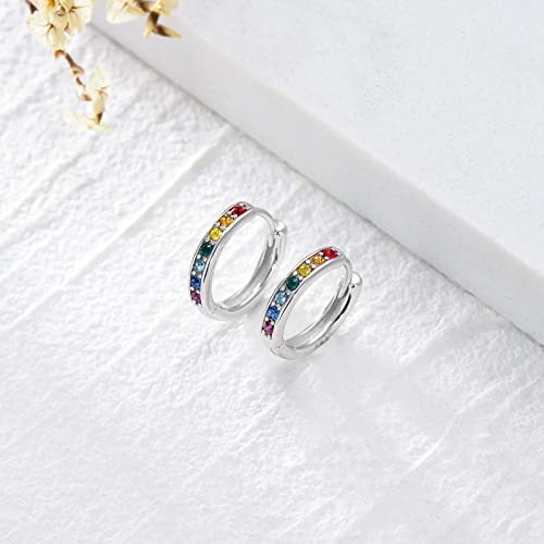 Chakra Rainbow Hoop Earrings, Birthday Jewelry Women