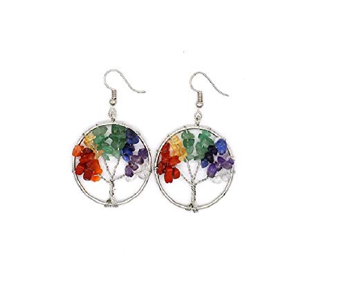 Tree of Life Crystal Chakra Earrings for Women