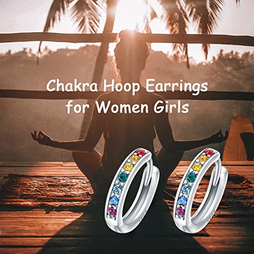 Chakra Rainbow Hoop Earrings, Birthday Jewelry Women
