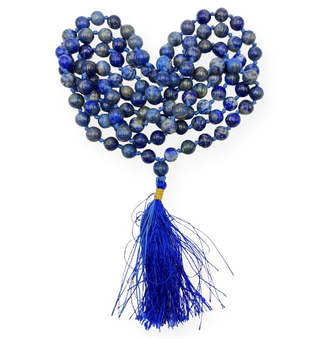 Lapis Lazuli 108 Bead Mala Necklace & Bracelet
