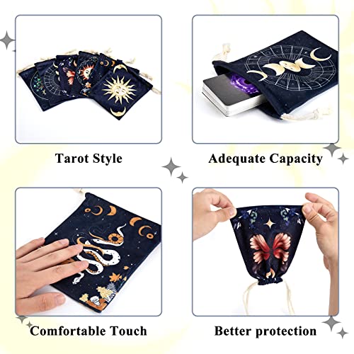 6-Piece Tarot Bag Kit Velvet Drawstring Deck Holder