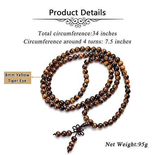 Tiger Eye Gemstone Beads Prayer Mala Bracelet & Necklace