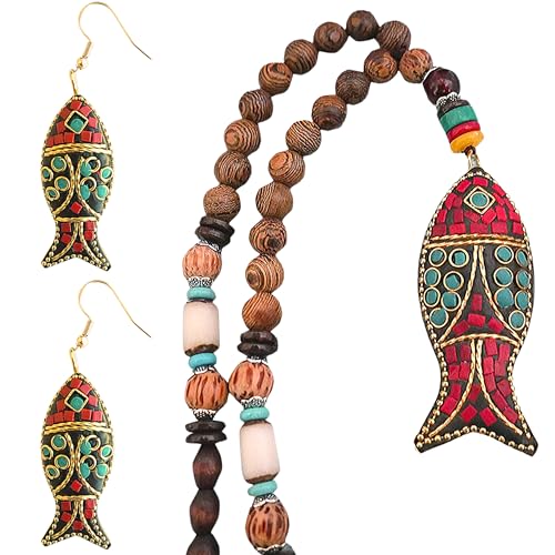 Wooden Boho Pendant Spiritual Tarot Necklace Jewelry