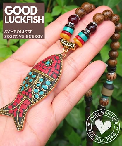 Wooden Boho Pendant Spiritual Tarot Necklace Jewelry