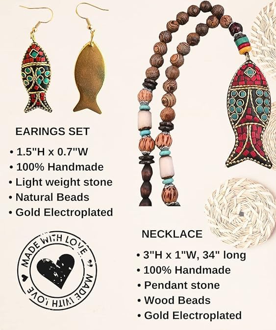 Wooden Boho Pendant Spiritual Tarot Necklace Jewelry