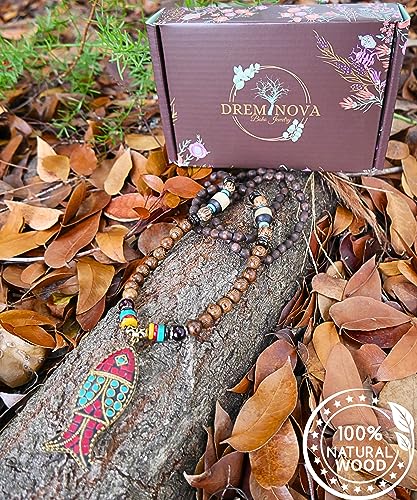 Wooden Boho Pendant Spiritual Tarot Necklace Jewelry