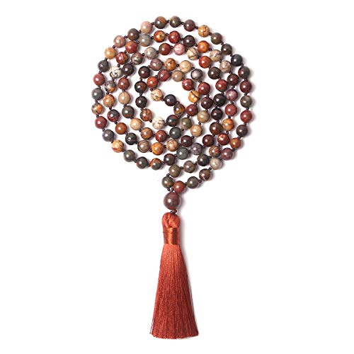Mala Beads: 108 8mm Picasso Stone Prayer Necklace