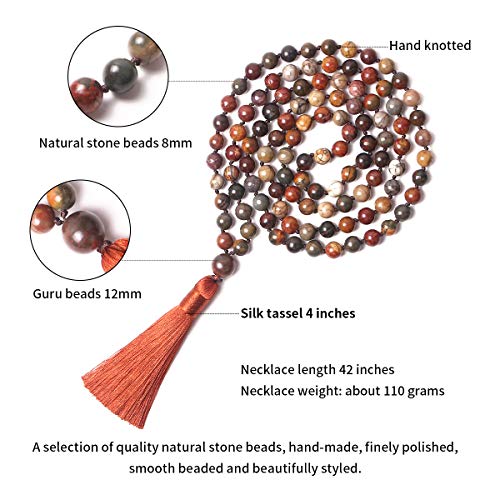 Mala Beads: 108 8mm Picasso Stone Prayer Necklace