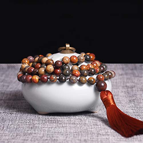 Mala Beads: 108 8mm Picasso Stone Prayer Necklace