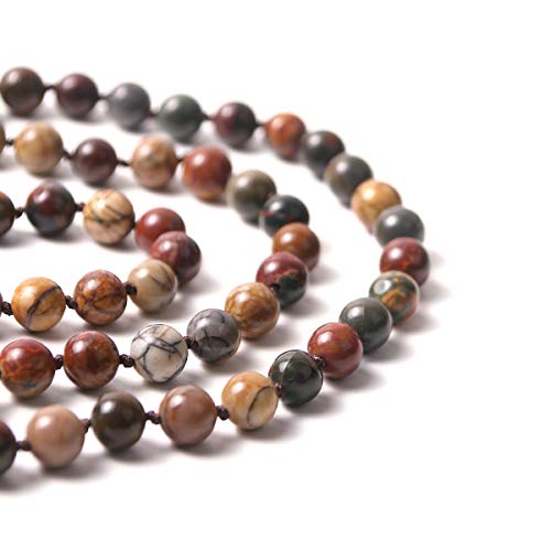 Mala Beads: 108 8mm Picasso Stone Prayer Necklace