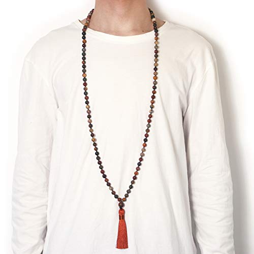 Mala Beads: 108 8mm Picasso Stone Prayer Necklace