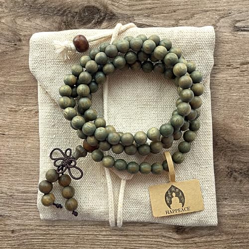Natural Green Sandalwood 108 Mala Beads - Tibetan Buddhism