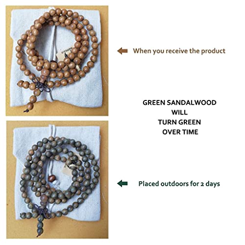 Natural Green Sandalwood 108 Mala Beads - Tibetan Buddhism