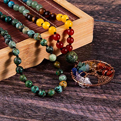 Bivei Tree of Life Chakra Mala Beads Set