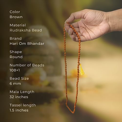 Hari Om Bhandar Divine Rudraksha Mala - 6mm Beads: Meditation & Yoga