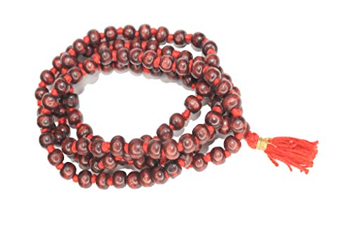 Red Rosewood Tarot Mala Beads Necklace with 108+1