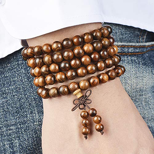 Sandalwood Mala Beads Bracelet 108 8mm Stretchy
