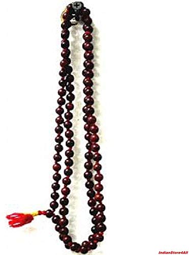 Red Rosewood Tarot Mala Beads Necklace with 108+1