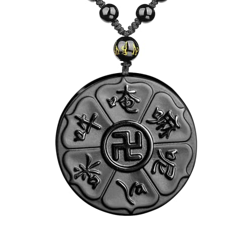 Black Obsidian Daming Mantra Amulet Protection Pendant - Unisex