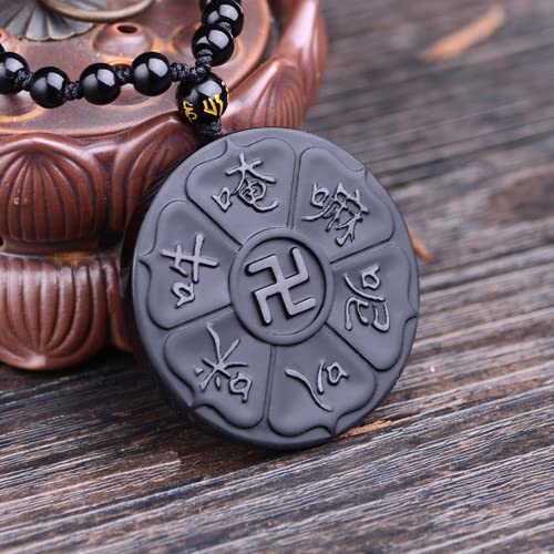 Black Obsidian Daming Mantra Amulet Protection Pendant - Unisex