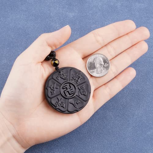 Black Obsidian Daming Mantra Amulet Protection Pendant - Unisex