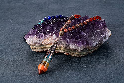 Chakra Healing Crystals Necklace with Prism Pendant