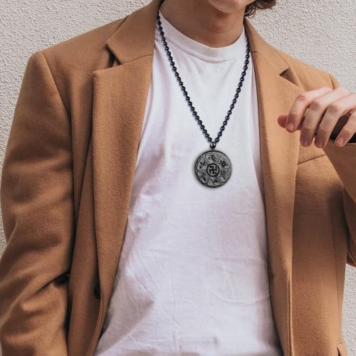 Black Obsidian Daming Mantra Amulet Protection Pendant - Unisex