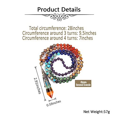 Chakra Healing Crystals Necklace with Prism Pendant