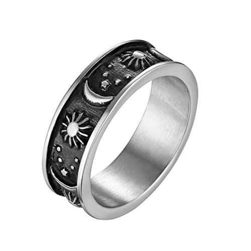 HZMAN Moon Star Sun Statement Ring Stainless Steel