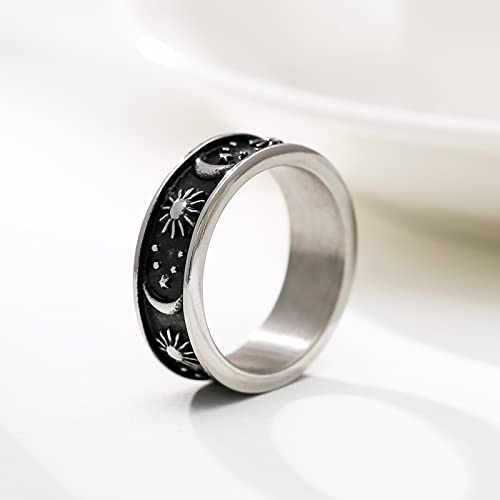 HZMAN Moon Star Sun Statement Ring Stainless Steel