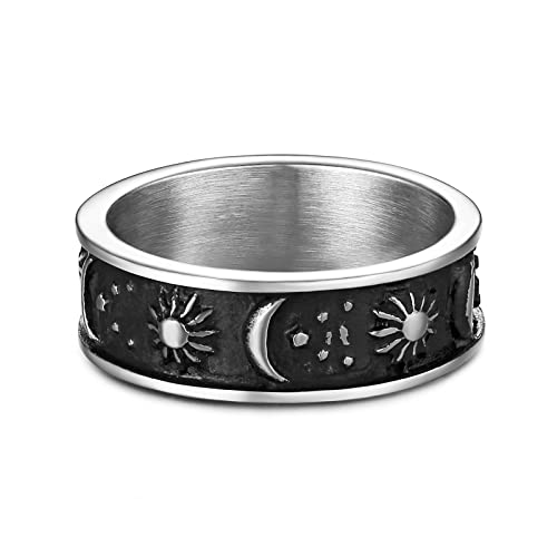 HZMAN Moon Star Sun Statement Ring Stainless Steel