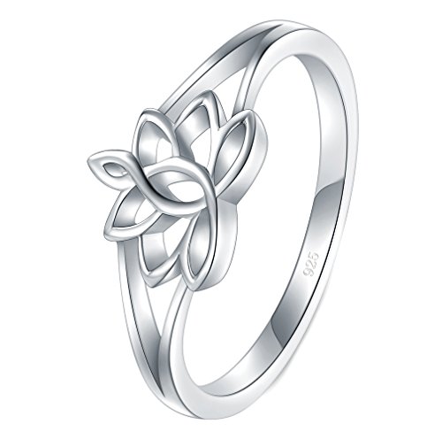 Lotus Flower Sterling Silver Yoga Wedding Band Ring
