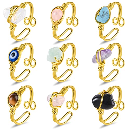 SIROLISA Crystal Healing Ring Set for Women