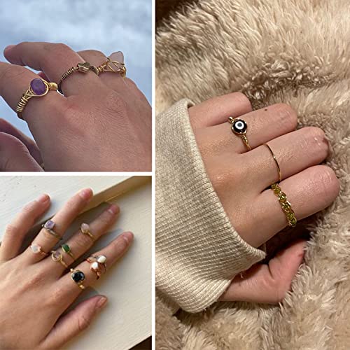 SIROLISA Crystal Healing Ring Set for Women