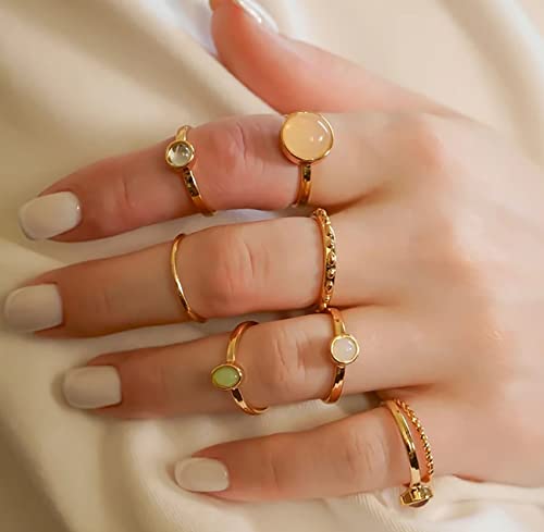 Gold Stone Knuckle Ring Set - Vintage Style