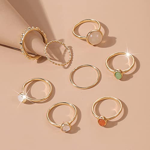 Gold Stone Knuckle Ring Set - Vintage Style