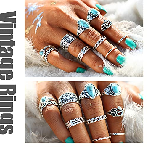 82-Piece Vintage Silver Knuckle Rings Set for Women