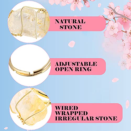 Chakra Crystal Wire Wrapped Gemstone Ring Set for Women