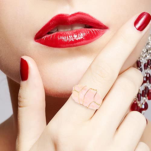 Chakra Crystal Wire Wrapped Gemstone Ring Set for Women