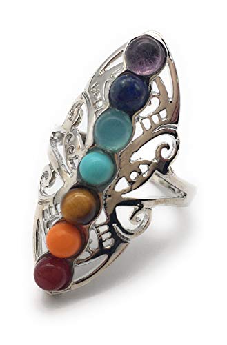 Adjustable 7 Chakra Ring for Women - Reiki Gem