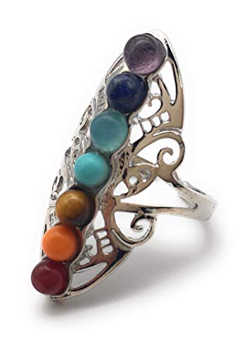 Adjustable 7 Chakra Ring for Women - Reiki Gem