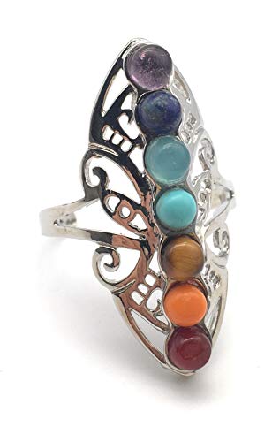 Adjustable 7 Chakra Ring for Women - Reiki Gem