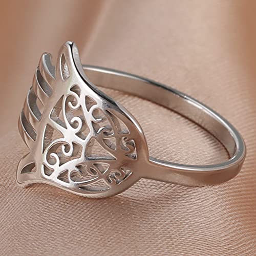 Hamsa Evil Protection Stainless Steel Tarot Ring - Silver