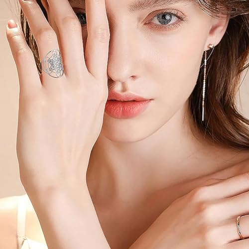 UNIFT Metatron’s Cube Ring for Men Women Stainless Steel Mysterious Sacred Geometry Archangel Magic Hexagram Ring Yoga Spiritual Symbols Talisman Jewelry (sliver)