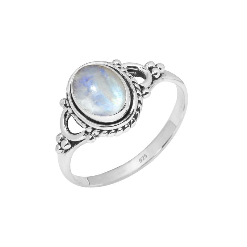 Rainbow Moonstone Ring, 925 Sterling Silver Ring Handmade Statement Ring For Women and Girls, Natural Gemstone Ring, Christmas Gift For Fer, Promise Ring Size US 8 Minimalist Ring
