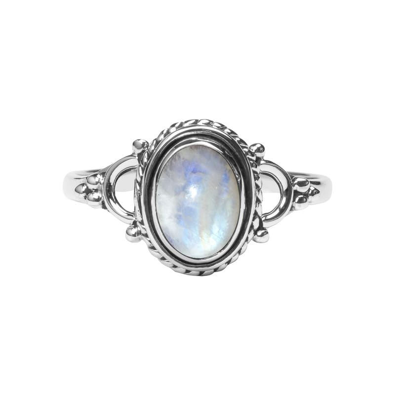 Rainbow Moonstone Ring, 925 Sterling Silver Ring Handmade Statement Ring For Women and Girls, Natural Gemstone Ring, Christmas Gift For Fer, Promise Ring Size US 8 Minimalist Ring