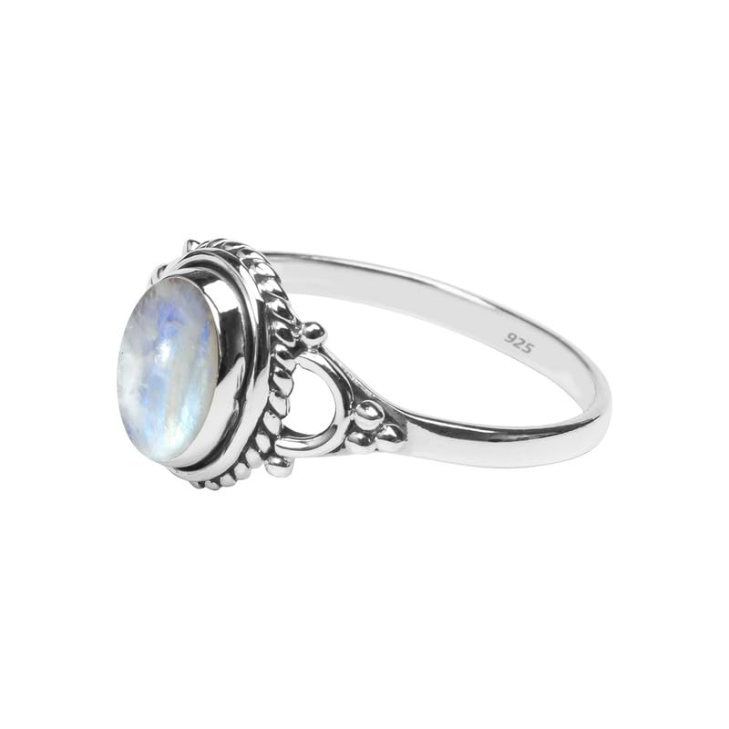 Rainbow Moonstone Ring, 925 Sterling Silver Ring Handmade Statement Ring For Women and Girls, Natural Gemstone Ring, Christmas Gift For Fer, Promise Ring Size US 8 Minimalist Ring