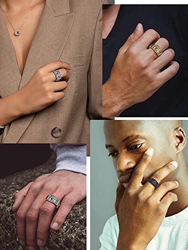 Pinky Ankh Ring Black Eye of Horus Rings Egyptian Spiritual Jewelry for Men Size 7